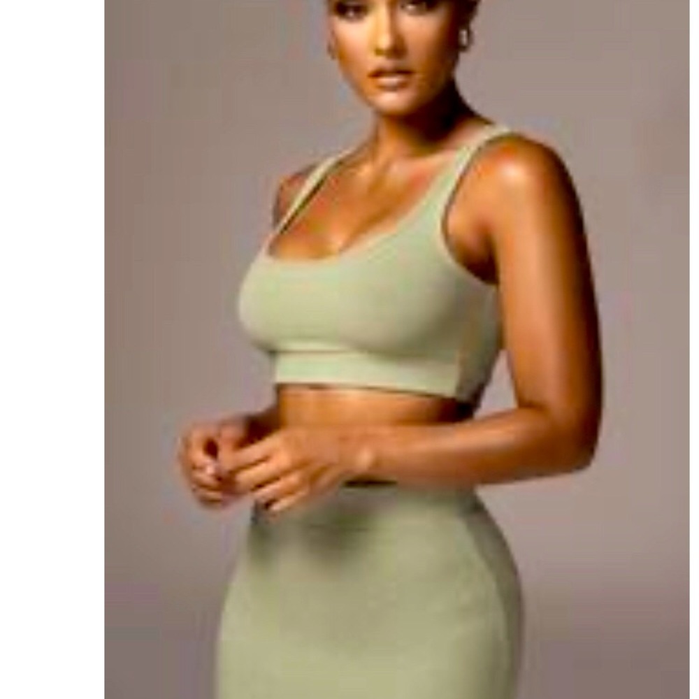 JLUXLABEL Sage Ribbed Crop Top